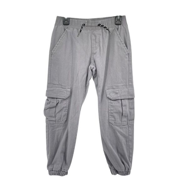 RGSTR Boys Gray Cotton Cargo Jogger Pants Size 8 Pull-On Drawstring Waist - Picture 1 of 11